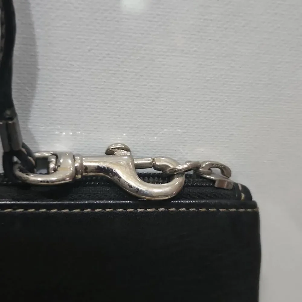 Coach black leather wristlet